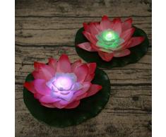 Uonlytech Schwimmende Lotuslichter Lotus Schwimmende Kerzen Zünden Dekorative Schwimmende Kerzenlaterne an Die Licht für Teichgartenfestnacht Wünscht (2 Stück)
