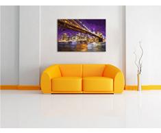 Skyline von Manhattan Pinsel Effekt, Format: 120x80 auf Leinwand, XXL riesige Bilder fertig gerahmt mit Keilrahmen, Kunstdruck auf Wandbild mit Rahmen, günstiger als Gemälde oder Ölbild, kein Poster oder Plakat