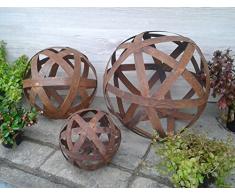 terracotta-toepfe-de Kugel 40 cm aus Metall Edelrost Rost Streifenbandkugel Eisen Deko Garten