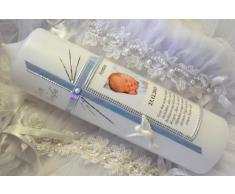 Taufkerze Kommunionkerze Junge Mädchen ink. Foto Spruch Beschriftung 250/70 mm T-193