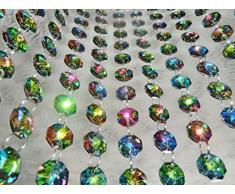 100 Stück 14 mm Vitrail Rainbow Silver Zurück Cut Glass Crystals Ersatzlampe Lichtteile Tropfen Vintage Stil Achteckige Hochzeit Christbaumschmuck Girlanden Prismen Art Deco Feng Shui Fensterketten
