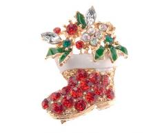 Supvox Weihnachtsstiefel Shaped Strass Kristall Brosche für Weihnachtsschmuck Ornamente Geschenke