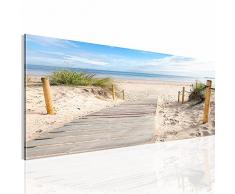 Bilder Strand Meer Wandbild 100 x 40 cm Vlies - Leinwand Bild XXL Format Wandbilder Wohnzimmer Wohnung Deko Kunstdrucke Blau 1 Teilig - Made IN Germany - Fertig zum AufhÃ¤ngen 607312b