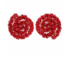 BBTO 2 Stück Metallische Lametta Girlanden Glitzernde Lametta Draht Girlande Weihnachtsbaum Dekoration Girlande Glänzende klobige Girlanden, 4 Meter Gesamt (Rot)