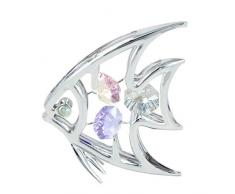 Crystocraft Dekofigur Fisch mit Swarovski-Kristallen, versilbert, versilbert, mit Geschenkbox