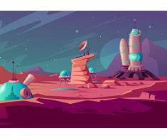 wandmotiv24 Fototapete Planet Weltall Rakete M 250 x 175 cm - 5 Teile Fototapeten, Wandbild, Motivtapeten, Vlies-Tapeten Kindermotiv Weltraum M6171