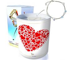 AG Artgosse Kerze Schmuck Herz • Armband mit 5 Perlen • Parfümiert Monoï de Tahiti, 2 Strähnen • Swarovski-Elemente für Damen • Geschenkbox