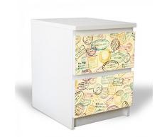 YOURDEA Möbelfolie für Ikea Malm Kommode mit 2 Schubladen / Dekorfolie 2-teilig ca. 40x55cm / Möbelaufkleber selbstklebend mit Motiv Stempel