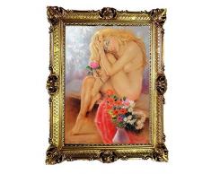 Lnxp Bild Bilderrahmen Foto 90x70 cm ABSTRAKT AKT EROTIK SEXY Exklusive Reproproduktion Bilder mit Rahmen Barock Wandbild Kunstdrucke Gemälde Retro Repro antik für Café Bar Home Büro Praxis P-12-5