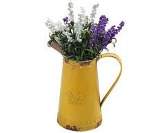 SHINGONE Metallvase Vintage Vase Deko Garten für Blumen, Vase Shabby Chic Eisen Blumen Krug Pitcher Blumenvase, Metal Blumenvase Gelb