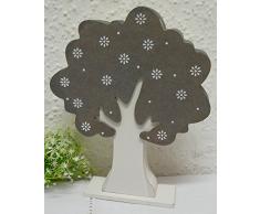 Deko Figur Objekt BAUM grau / weiß aus Holz 25 x 20 cm