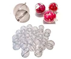 CRYSTAL KING 20 Stück Acrylkugeln 5cm durchsichtige Kugel aufhängen transparent Dekokugel Bastel Set Christbaumkugeln Acrylkugel Weihnachtsbaum-Kugel Teilbar befüllen befüllbare