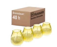 Hussala Bonfire Citronella Duft Kerzen mit Windlicht-Glas (Outdoor & Indoor-Kerze) Brennzeit 40 h - gelb [8 Stück]