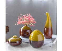 WFM Keramikvase Hydrokultur-Pflanzenvasen für Blumen, Dekoration, Heimdekoration, Zubehör A002 Gold 1 Set
