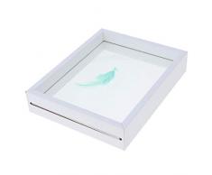 dailymall Pflanzenmuster Holzbilderrahmen Doppelseitiger Glasbilderrahmen - Weiß, 16,5 x 21 x 4 cm