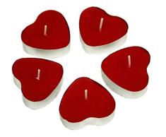 HAAC 5 Teelicht Kerzen Kerzenset in Herzform Herz Größe 4 cm Farbe rot
