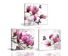 Piy Painting 3 Teilig Bilder Blumen Orchidee Wandbild Dekoration, Bilder auf Leinwand, Wandbild Kunstdruck Fertig zum Aufhängen und Kunstdrucke auf Leinwand Wanddeko für Küche Weihnachten Geschenk