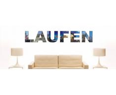 Wandtattoo farbige Wandschrift Städtename Laufen mit Sehenswürdigkeiten 96 x 16 cm Länge