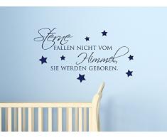 Wandtattoo Wandspruch Sterne fallen nicht vom Himmel Babyzimmer Ideen (91x50cm//045 hellrosa)