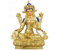 Reiner kupferer tibetischer Buddhismus Grüne Tara-Statue Bronzeskulptur der buddhistischen Buddha-Figur Bodhisattva Tara-Figur ~