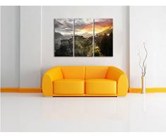 Gigantisches Dorf in China Schwarz/Weiß 3-Teiler Leinwandbild 120x80 Bild auf Leinwand, XXL riesige Bilder fertig gerahmt mit Keilrahmen, Kunstdruck auf Wandbild mit Rahmen, gänstiger als Gemälde oder Ölbild, kein Poster oder Plakat