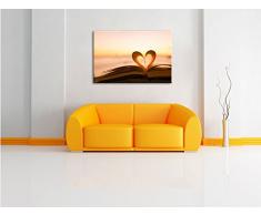Das Herz aus einer Buchseite, Format: 100x70 auf Leinwand, XXL riesige Bilder fertig gerahmt mit Keilrahmen, Kunstdruck auf Wandbild mit Rahmen, günstiger als Gemälde oder Ölbild, kein Poster oder Plakat