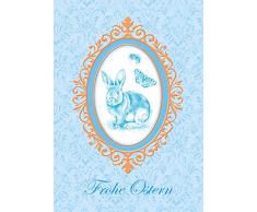 fioniony Osterkarte Frühlingsgrüße zu Ostern: Frohe Ostern Edle Ostergrußkarte mit Osterhase, Schmetterling und Biene. (Mit Umschlag) (4, Türkis)