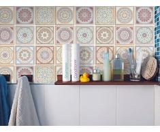 Aufkleber für Fliesen | Vinyl-Fliesen Folie - Wandfliesen in Küche u. Bad dekorieren | PVC Sticker-Fliesen - Selbstklebende Dekorfolie | 10x10 cm Motiv Mosaik Afrika - 20 Stück