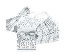 VORCOOL 50stk Geschenkboxen mit Bändern (Silber)