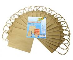 folia 21210 - Papiertüten aus Kraftpapier, Geschenktüten, 20 Stück, ca. 12 x 5,5 x 15 cm, natur - zum Basteln, Verzieren und Verschenken