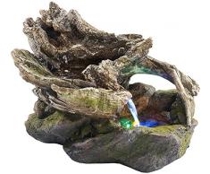 infactory Zimmerspringbrunnen: Beleuchteter Zimmerbrunnen Waldteich mit LED und Pumpe (Zimmerbrunnen mit Beleuchtungen)