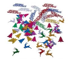 Susy Card 11428232 Weihnachtlicher Streuschmuck, 3 x 10g im Polybeutel mit Header, Verschiedene Farben und Motive (Merry Christmas, Bäume, Elche)