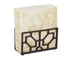 Relaxdays Serviettenhalter, für 33x33 Servietten, schwer, rustikal, Geometrie Motiv, Gusseisen, Serviettenständer, braun