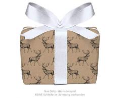 fioniony® 5er Set Weihnachts Geschenkpapier Bögen HIRSCH Retro Kraftpapier Look NATUR Weihnachten & Adventszeit • Weihnachtspapier für Weihnachtsgeschenke, Adventskalender Format : 50 x 70 cm