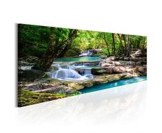 decomonkey Bilder Wasserfall 150x50 cm XXL 1 Teilig Leinwandbilder Bild auf Leinwand Vlies Wandbild Kunstdruck Wanddeko Wand Wohnzimmer Wanddekoration Deko Wald Natur Landschaft