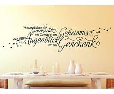 Grandora Wandtattoo Zitat Vergangenheit ist Geschichte + Sterne I schwarz (BxH) 140 x 36 cm I Wohnzimmer Flur Sticker Aufkleber Wandsticker Wandaufkleber W3024