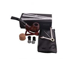 YDYG Tabakpfeife, Holz Rohr und Rohrreiniger, 3-in-1 Rohrschaber, Rohr Bohrmeißel, Metallkugel, Kork Türklopfer, Geschenkrohr Tasche und Geschenkkarton