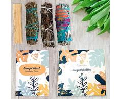 INFARBE MyHappyGoods Smudge Kit Räucherstäbchen, Rituals Geschenkset, 1xweisser Salbei mit Rosen, 1xRosmarin, 1xYerba Santa, 1xPalo Santo, ca. 10-12 cm. 100% biologischer Anbau aus Kalifornien.