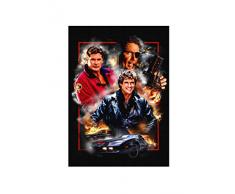 Uglyshirt89 David Hasselhoff Premium Leinwand | Vintage Baywatch Retro Keilrahmen Bild Gemälde Wandbild Poster (60 x 40 cm)