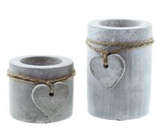 FRANK FLECHTWAREN Moderner Teelichthalter Stone-Heart im 2er Set in Angesagter Beton-Optik