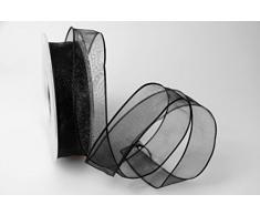 Christa-Bänder Organzaband schwarz 25mm mit Draht