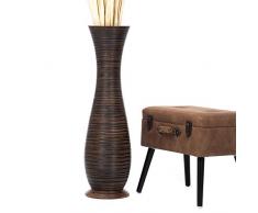 Leewadee Große Bodenvase für Dekozweige hohe Standvase Design Holzvase 90 cm, Mangoholz, braun