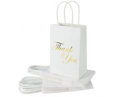 RUSPEPA Kleine Kraft Geschenktüten - Vielen Dank, DASS Sie Goldfolie Weißbuch Geschenktüte Set Für Express Dankbarkeit-12Pack -14 X 8,3 X 21,3 cm