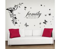 WALPLUS Schmetterlinge Rebe Familie Zitat Weià Wandsticker Papier Kunst Dekoration Wohnzimmer