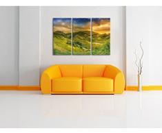 eine Berg Farm in Asien Kunst Buntstift Effekt 3-Teiler Leinwandbild 120x80 Bild auf Leinwand, XXL riesige Bilder fertig gerahmt mit Keilrahmen, Kunstdruck auf Wandbild mit Rahmen, gänstiger als Gemälde oder Ölbild, kein Poster oder Plakat
