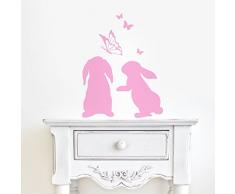 Wandtattoo Hasen Kaninchen mit Schmetterlingen M1861 ausgewählte Farbe: *türkis* ausgewählte Größe: *M*