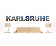 Wandtattoo farbige Wandschrift Städtename Karlsruhe mit Sehenswürdigkeiten 80 x 9 cm Länge
