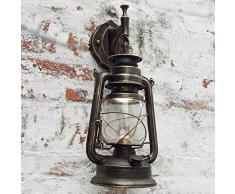 Bcyhh Wandleuchter Vintage Rustikal Klassische Industrie Wandlampe Schmiedeeisen Laterne 1×E27 220V Retro Metall Kreative Lampe Wandlicht Wegeleuchten Nacht (Bronze)