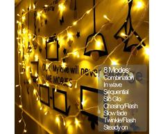 MOVEONSTEP 200 LED Lichterkette Mit Stecker DC 31V Low Voltage Fairy Sternenlichter mit 8 Leuchtmodi für Weihnachtsbaum, Party, Garten, Hochzeit Veranstaltungen-Warmes Weiß