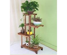 MGER Blumentreppe,Blumenvase for Innen Massivholz Blumenständer Mehrebenen Wohnzimmer Blumentopf Terrasse Holzboden Holz Blumentopfhalter